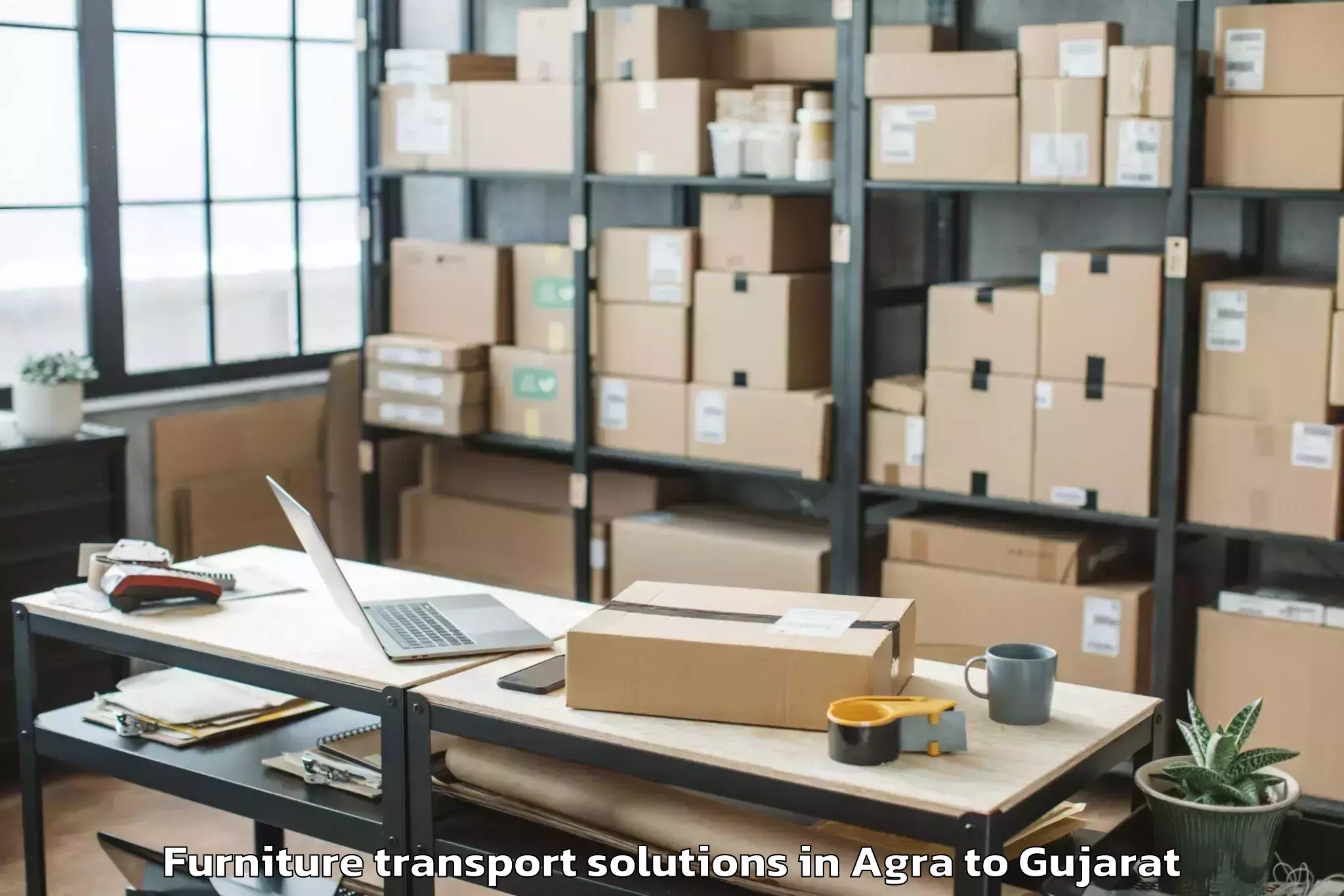 Trusted Agra to Savarkundla Furniture Transport Solutions